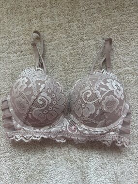 La SENZA Hello Sugar Lace Push-up Bra in Tan with Grey Lace Regency